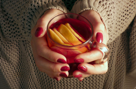 mug with wineの写真素材