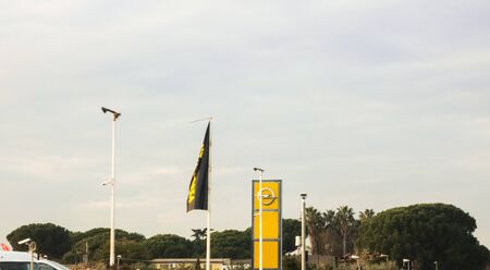 Rome Italy. December 29. 2019: Opel company logo in front of dealership PSA Group plans to cut the number of models and rein in discounts at its Opel division.のeditorial素材