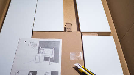 Man portrait and do it yourself furniture assembly.の写真素材