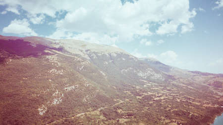 aerial view of a rocky wall and valley in the mountain area italy abruzzo,
