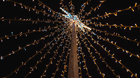 Christmas lights on the city streets, merry christmas