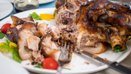 close up, beautiful and tasty food on a plateの写真素材