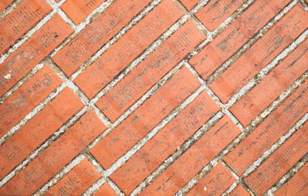 Red grunge brick wall, abstract background texture with old dirty and vintage style patternの写真素材