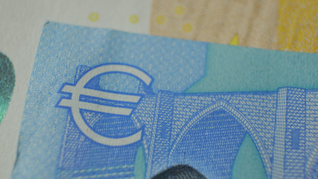 Close up macro detail of EURO money banknotes, detail photo of EURO. World money concept, inflation and economy conceptの写真素材