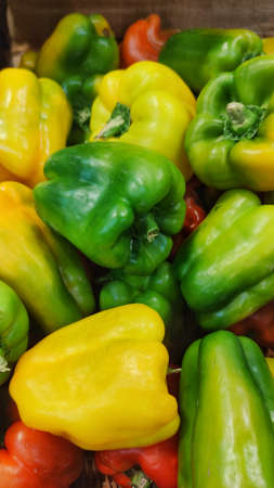 sweet pepper on the street market. backgroundの写真素材