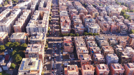 Drone view of houses. City of Italy. the beauty of the city from a birds eye viewの写真素材