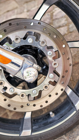 close up of motorbike brake background