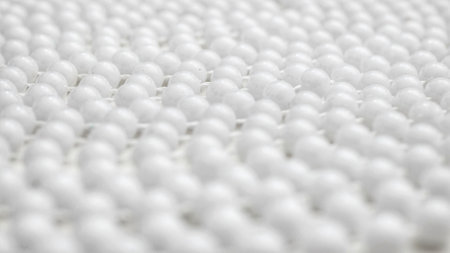 pearls white beads rotating on a turntableの写真素材