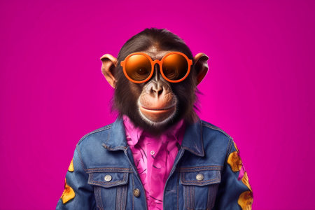 Happy thai monkey mob pack anthropomorphic vibrant background. Generative AIの素材