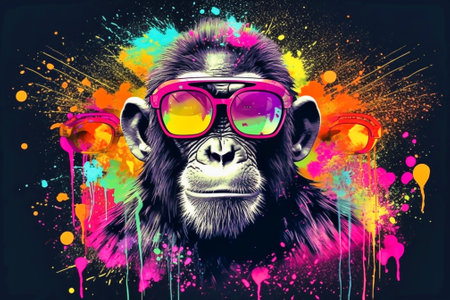 Happy thai monkey mob pack anthropomorphic vibrant background. Generative AIの素材
