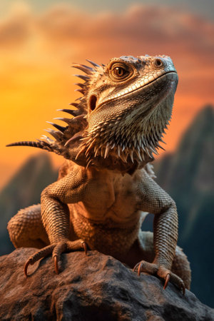 close-up of dragon lizard. Generative AIの素材