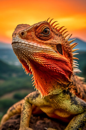 close-up of dragon lizard. Generative AIの素材