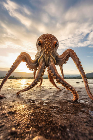Huge close-up octopus. Generative AIの素材