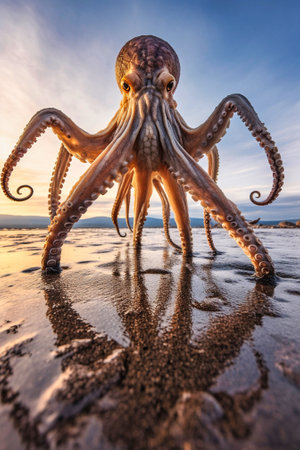 Huge close-up octopus. Generative AIの素材