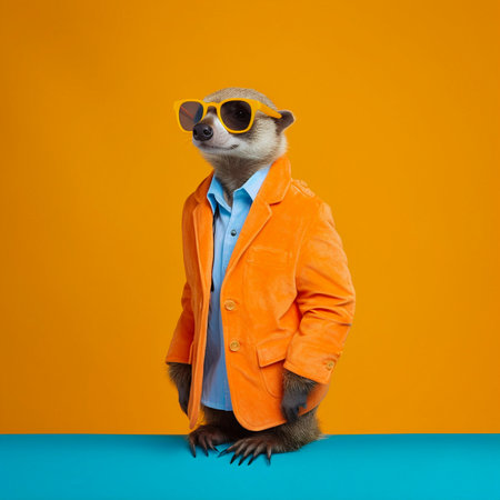 Fashion photograph of a honey badger wearing. Generative AIの素材