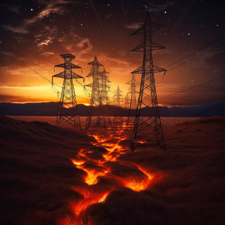 Electricity pylons. Generative AIの素材