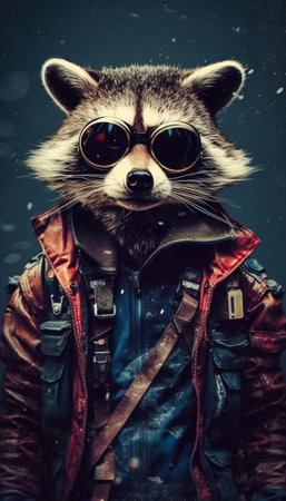 jet raccoon. Generative AIの素材