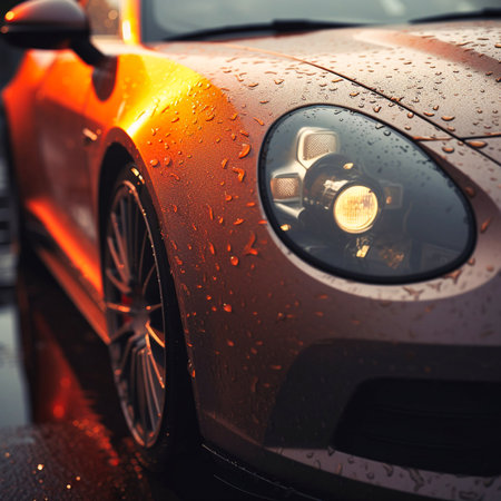 Close-up of generic and unbranded modern sports cars. Generative AIの素材