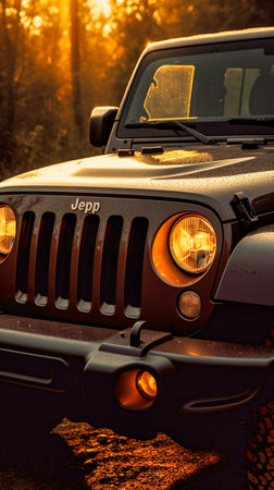 Beautiful Jeep wrangler closeup Professional Photo. Generative AIの素材