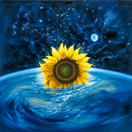 Galaxy in a sunflower. Generative AIの素材