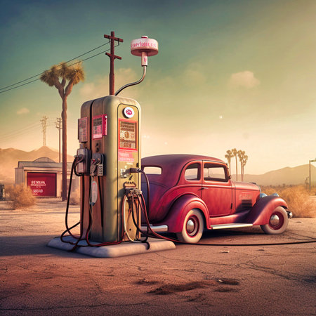 Charging an electric car. Generative AIの素材