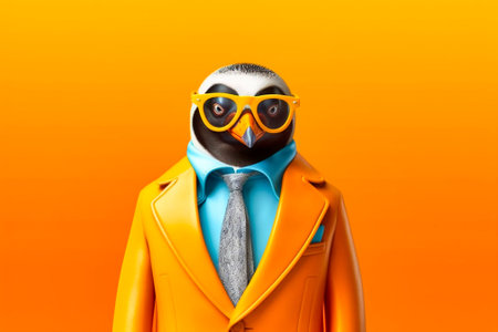 Heavy Penguin Anthropomorphic Bright Colors Trendy. Generative AIの素材