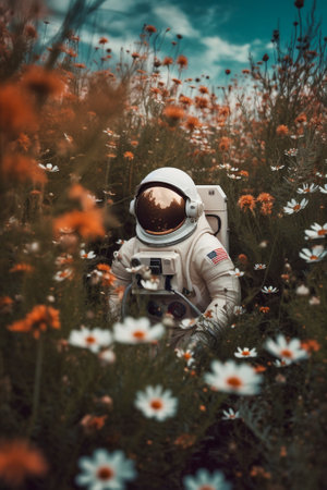 Interstellar dreams, a surreal portrait of an astronaut. Generative AIの素材
