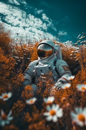 Interstellar dreams, a surreal portrait of an astronaut. Generative AIの素材