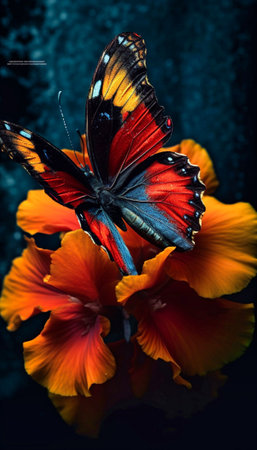 Butterfly on flower. Generative AIの素材