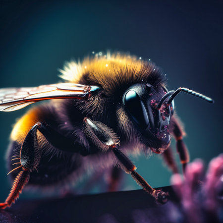 Macro photography of a beautiful colorful bumblebe. Generative AIの素材