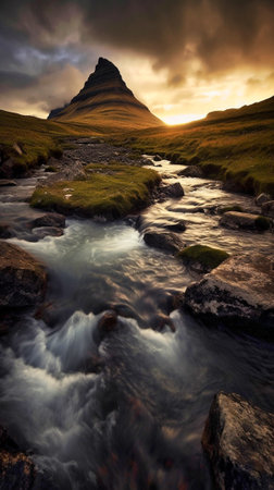 Mesmerizing Dramatic landscape photography. Generative AIの素材