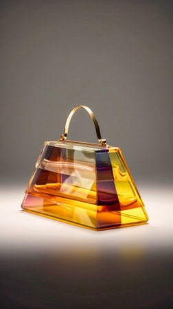 A colorful purse in a rectangular shape is in front. Generative AIの素材