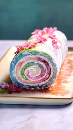 A crystal clear Chinese white landscape painting, sushi rolls, Generative AIの素材