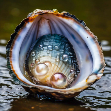 a real pearl in a shell. Generative AIの素材