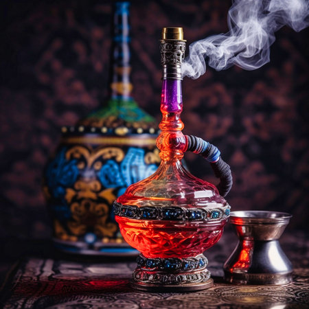 hookah. beautiful colored bottle aromatic smoke. Generative AIの素材
