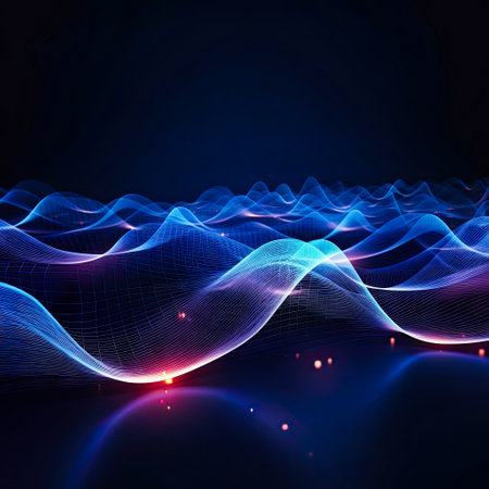 abstract tech energy flow dark blue and purpleの素材