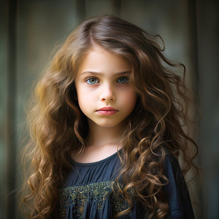 portrait of a 10-year-old girl.の素材