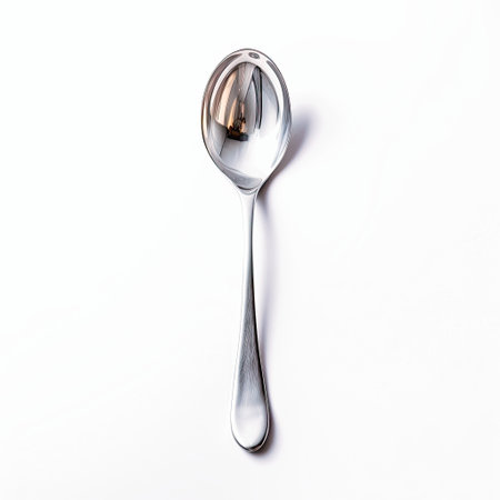 spoon isolated on white background top view.の素材