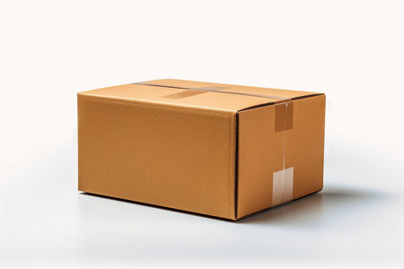 a shipping cardboard box white background.の素材