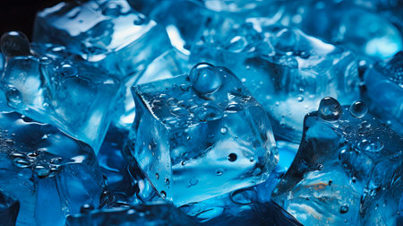 background covered with blue ice cubes Textureの素材