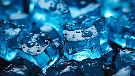 background covered with blue ice cubes Textureの素材