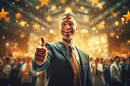 businessman showing thumbs up.の素材