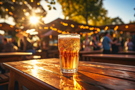outdoor beer and bourbon for food and drink.の素材