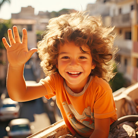 A 6-year-old Brazilian kid having funの素材