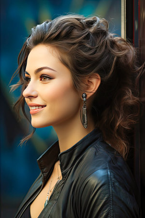 Portrait of a fashionable female model shot.の素材