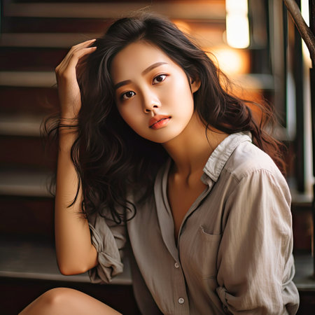 portrait of a beautiful Korean girl.の素材