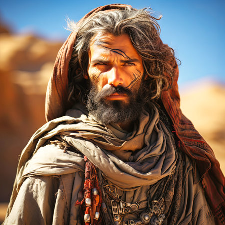 Persian Man With Long Hair and Beard.の素材