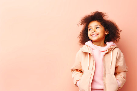 Asian child posing in teacher suits on pastel background.の素材