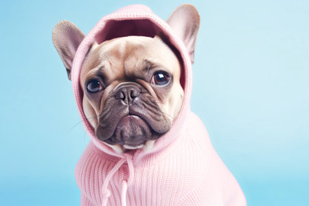 Cute dog in a pink sweater.の素材
