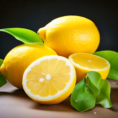 Group of Lemons on Table.の素材